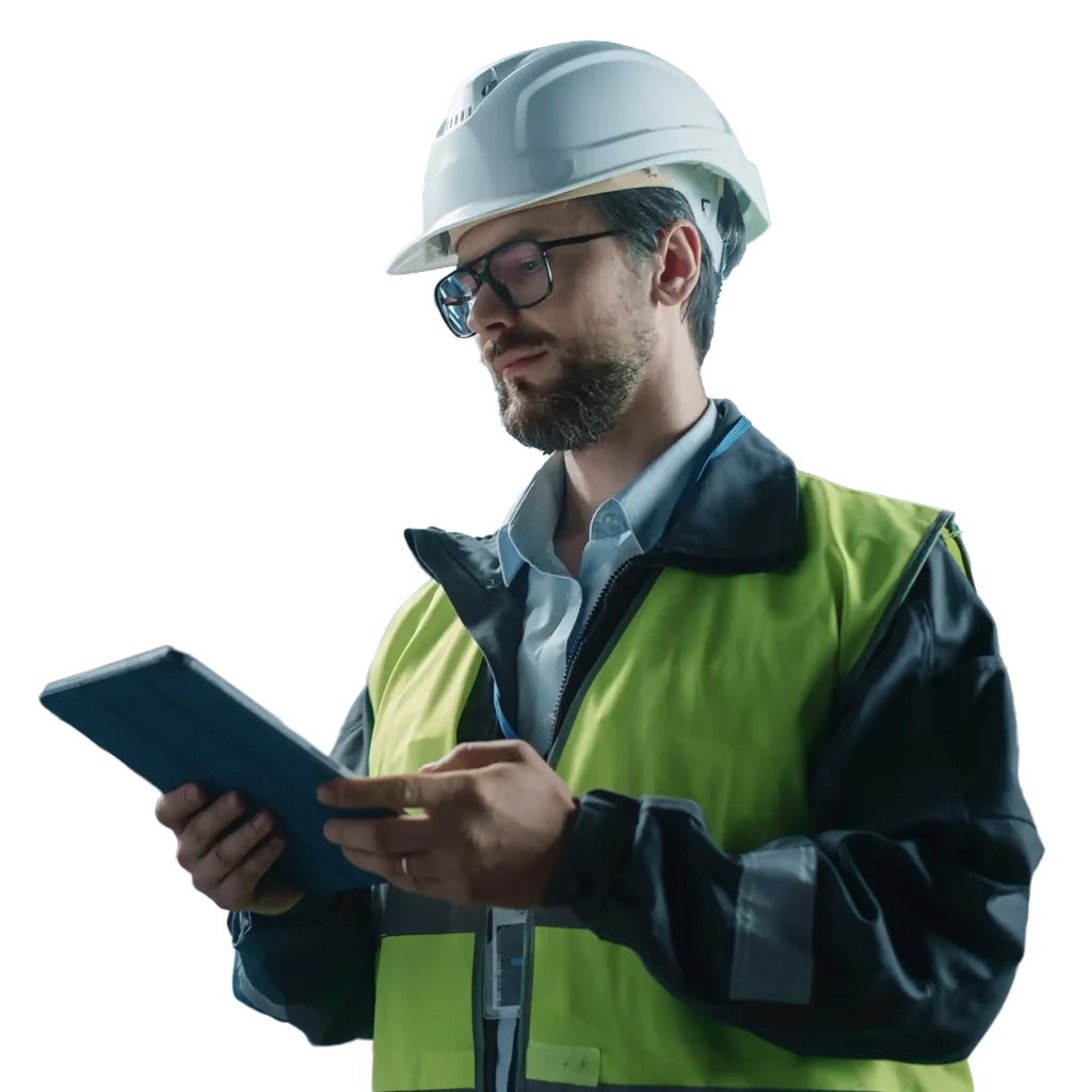 Male Engineer Walking with a Tablet